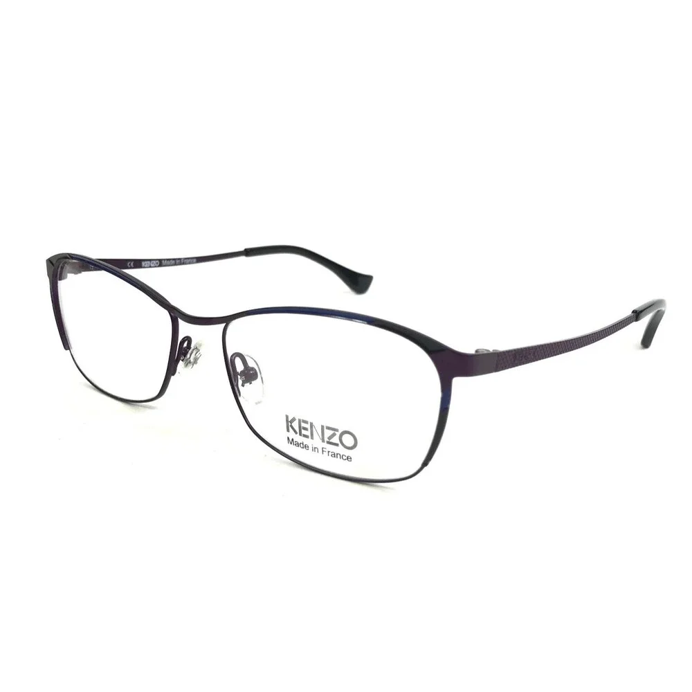 Kenzo Eyeglasses Frames KZ2201 C01 Ruthenium Gray Purple Cat Eye 53-16-135